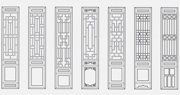 通海口镇常用中式仿古花窗图案隔断设计图